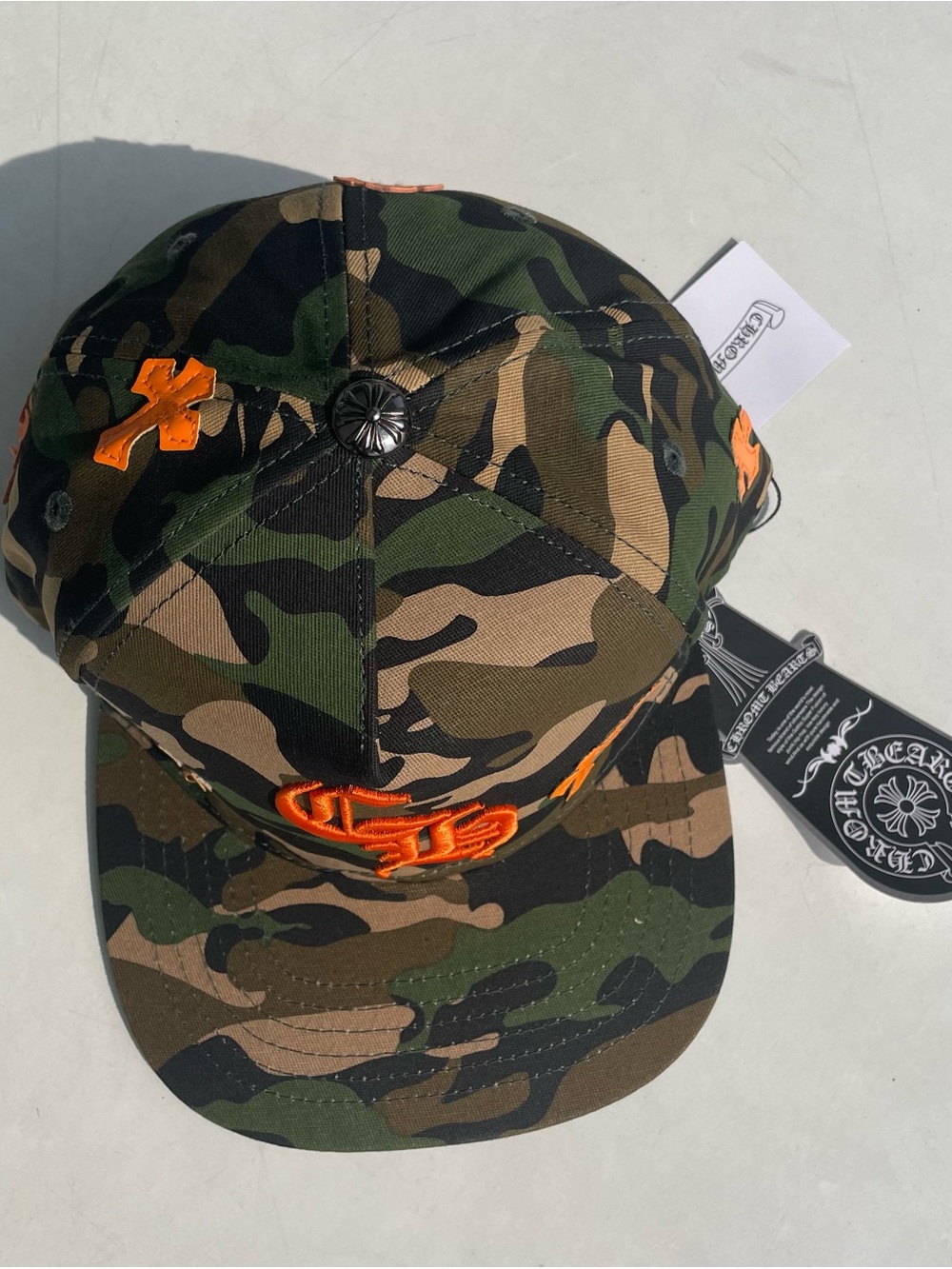 Chrome Hearts  Camo Cap with Orange Embroidery